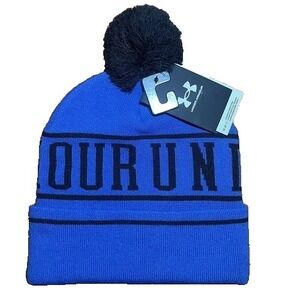 Under Armour Knit Hat Mens One Size Royal Tech Blue Halftime Pom Beanie